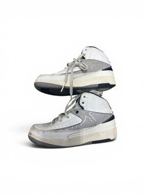 Nike Air Jordan 2 Retro TD 'Wings' White Grey Lizard Leather Sneakers Size 12